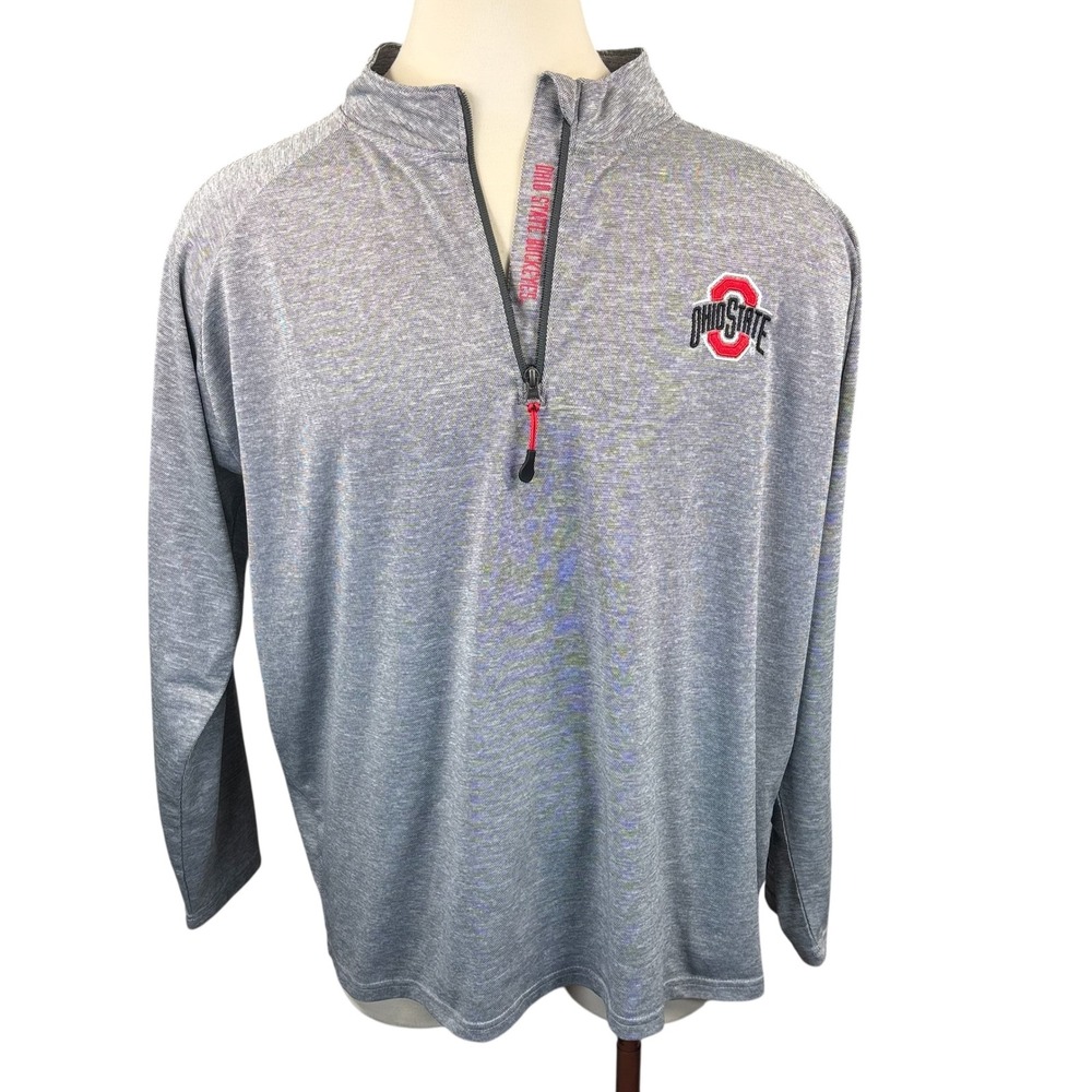 NWOT Champion Ohio State Buckeyes Mens 2XL Gray Heather 1/4 Zip Pullover NCAA